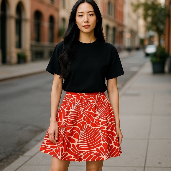 Florence Broadhurst for Kate Spade Skirt Red White Floral - Picture 1 of 9